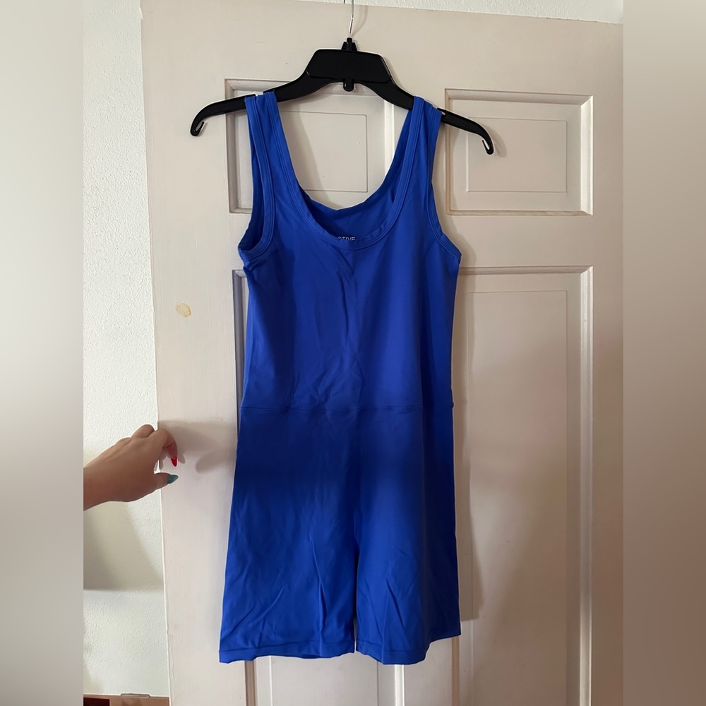 set active blue short romper onesie